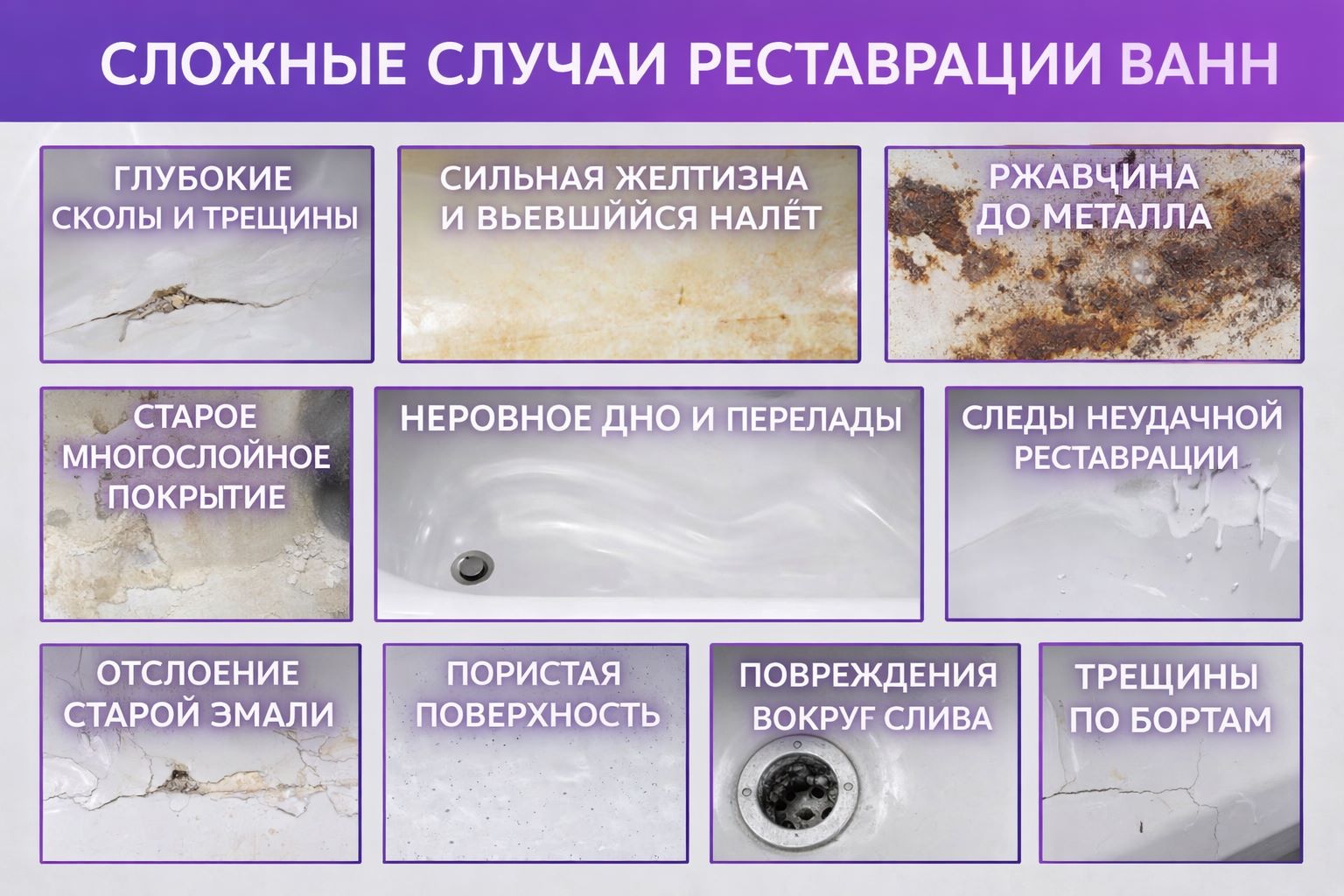 Сложная ванна для реставрации