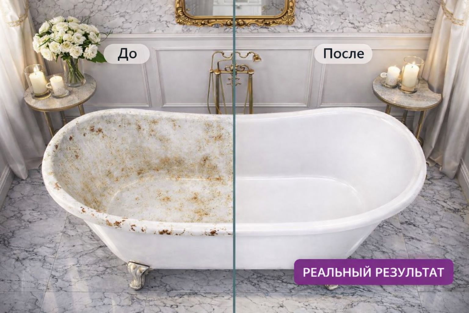 Покрытие ванны жидким мрамором