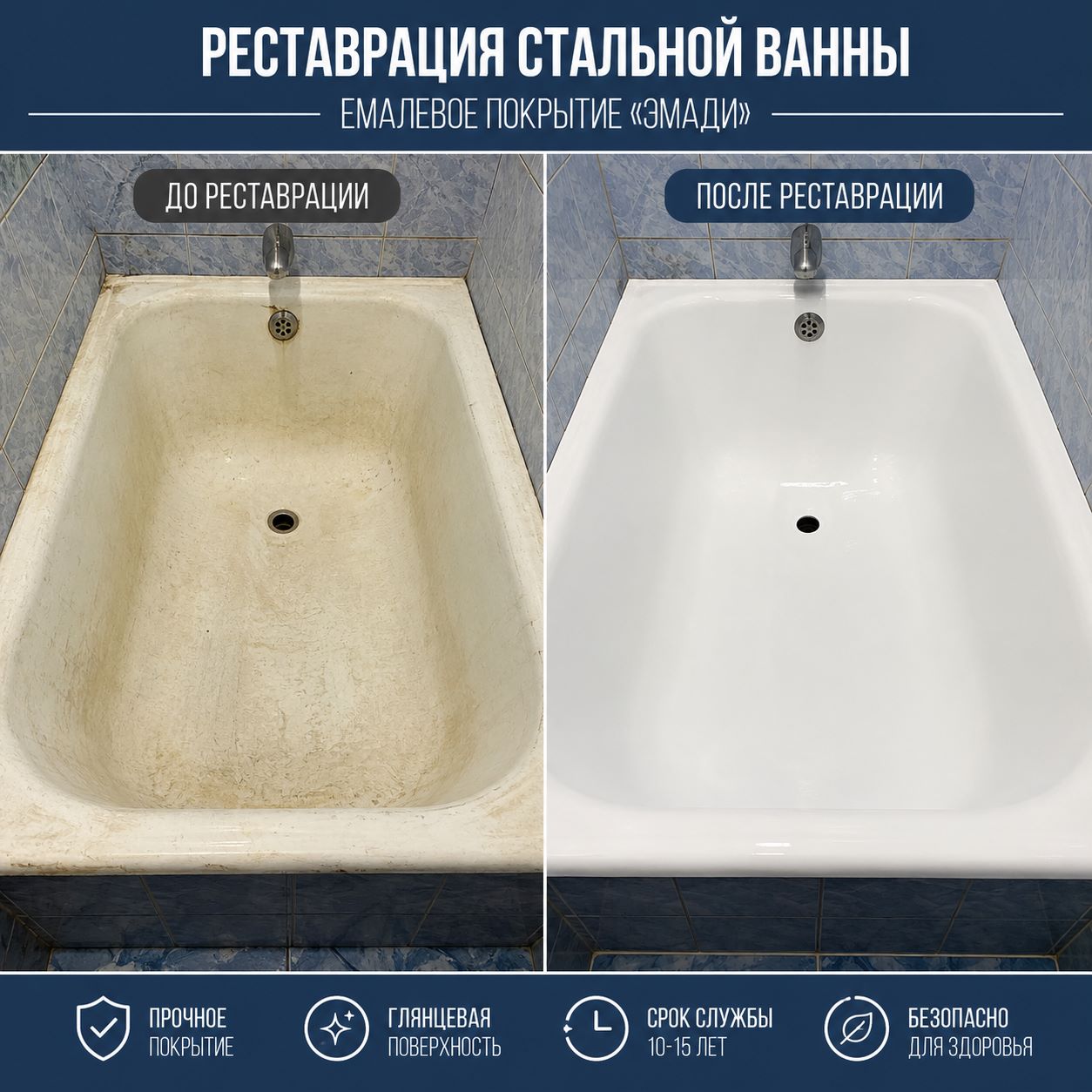 Старая стальная ванна до реставрации